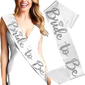🆕 Women White Bridal Shower Sash Bride Bachelorette Party Supplies